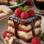 Frisches Himbeer-Tiramisu mit saftigen Himbeeren und cremiger Mascarpone