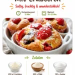 Frischkäse Muffins mit Erdbeeren auf einem Teller
