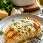 Cremiges Erdnuss-Hühnchen in einer Schüssel angerichtet