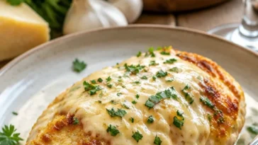 Cremiges Erdnuss-Hühnchen in einer Schüssel angerichtet