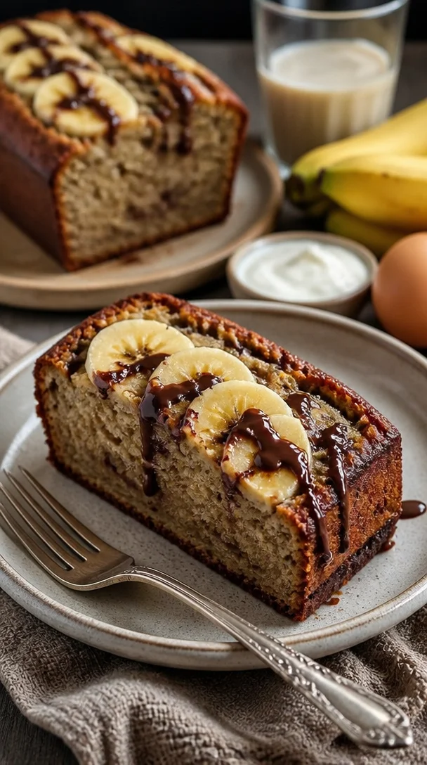 Griechisches Joghurt Bananenbrot, saftig und gesund, perfekt für jeden Anlass.