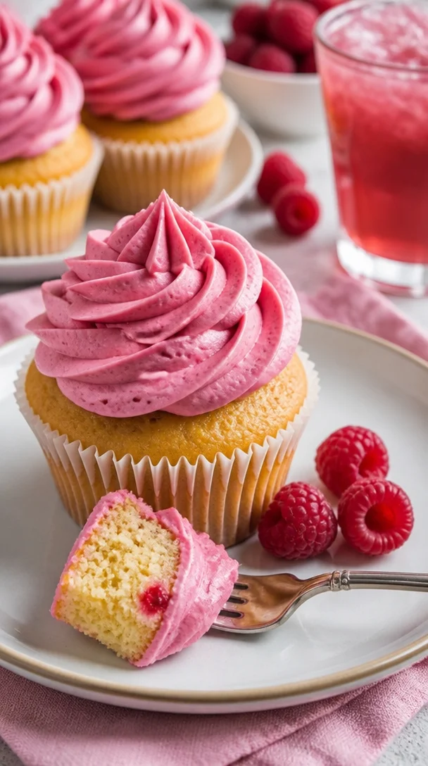 Himbeer-Buttercreme-Frosting auf einem leckeren Kuchen