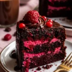 Himbeer-Schokoladen-Ganache-Kuchen mit frischen Himbeeren und Schokoladenglasur
