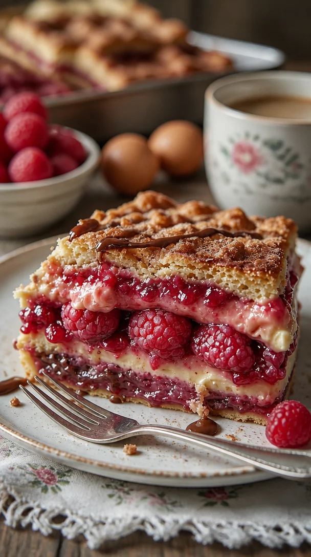 Himbeer-Waffel-Sandwich mit frischen Himbeeren und Sahne