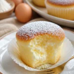 Japanische Baumwollkäsekuchen Cupcakes mit fluffiger Konsistenz und Dekoration
