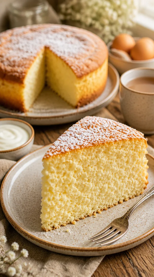 Joghurt-Wolkenkuchen auf einem Teller, dekoriert mit frischen Früchten
