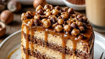 Karamell-Toffee-Crunch-Kuchen mit knusprigen Toffee-Stückchen