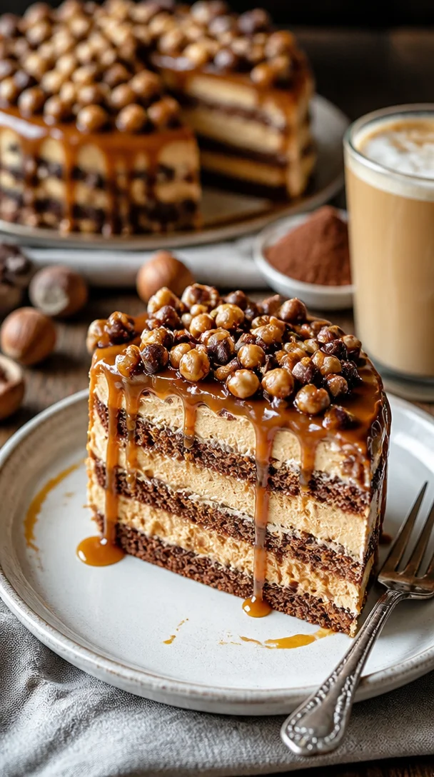 Karamell-Toffee-Crunch-Kuchen mit knusprigen Toffee-Stückchen