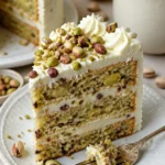 Köstlicher Karottenkuchen mit Frischkäsefrosting auf einem Teller