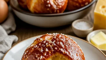 Käsebrezel-Bissen frisch aus dem Ofen, goldbraun und lecker