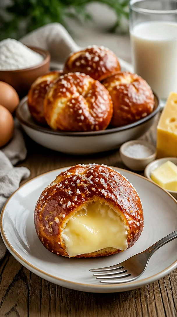 Käsebrezel-Bissen frisch aus dem Ofen, goldbraun und lecker