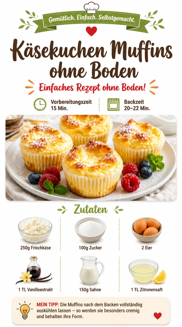 Leckere, luftige Käsekuchen Muffins ohne Boden auf einem Teller.