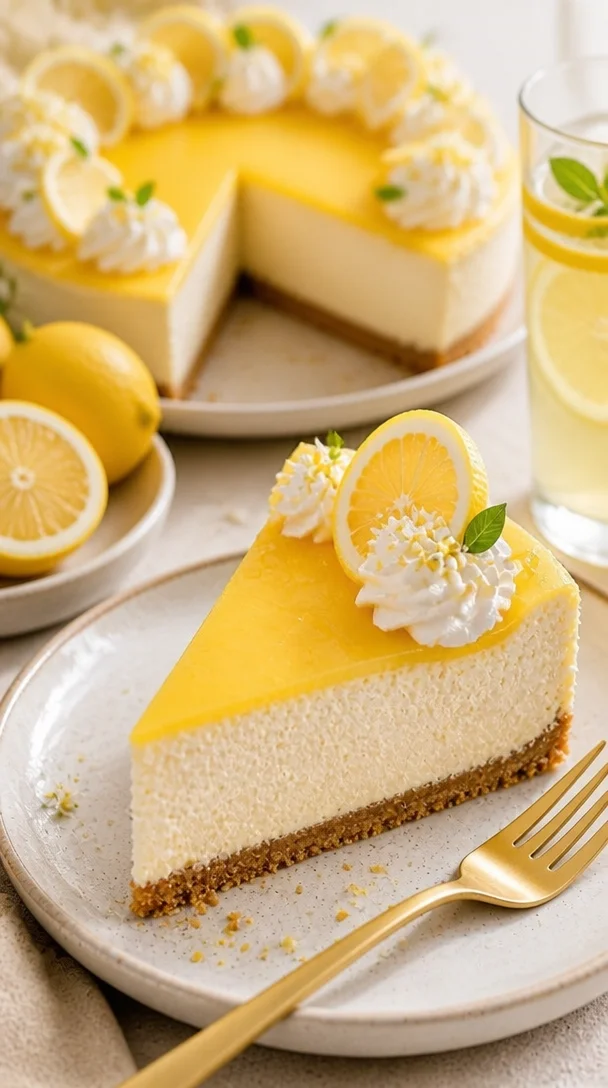Leckerer Käsekuchen Zitrone mit frischer Zitrone und cremigem Käsebelag