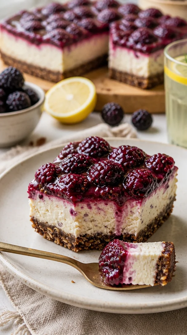 Keine-Bake Maulbeer Käsekuchen Riegel - lecker und einfach zuzubereiten