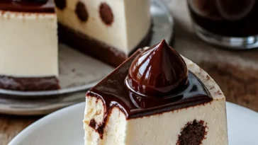 Kekskuchen mit Mascarpone und weißer Schokolade auf einem Teller