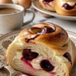 Köstliches Kirschtörtchen mit frischen Kirschen und Sahne