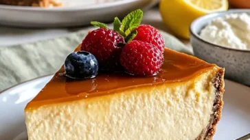 Klassischer New Yorker Käsekuchen mit frischer Beeren-Dekoration