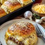 Knoblauch Parmesan Cheeseburger Bomben auf einem Teller serviert