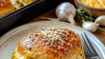 Knoblauch Parmesan Cheeseburger Bomben auf einem Teller serviert