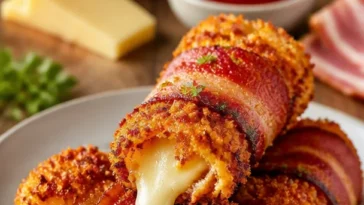 Knusprige Rindfleisch-Sticks mit Bacon und Mozzarella für den perfekten Snack