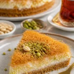 Köstlicher Kunafa Kuchen auf einem Teller serviert