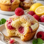 Lemon Raspberry Muffins mit weißer Schokolade auf einem Tisch
