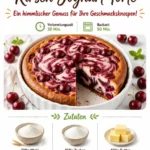 Marmorierte Kirsch Joghurt Torte mit frischen Kirschen und joghurthaltiger Creme