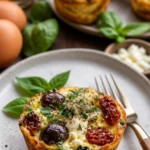 Mediterrane Egg Muffins mit getrockneten Tomaten und Kalamata-Oliven