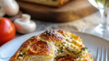 Mediterranes offenes Sandwich mit frischen Tomaten und Feta-Käse
