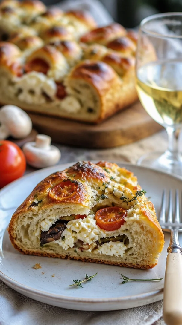 Mediterranes offenes Sandwich mit frischen Tomaten und Feta-Käse