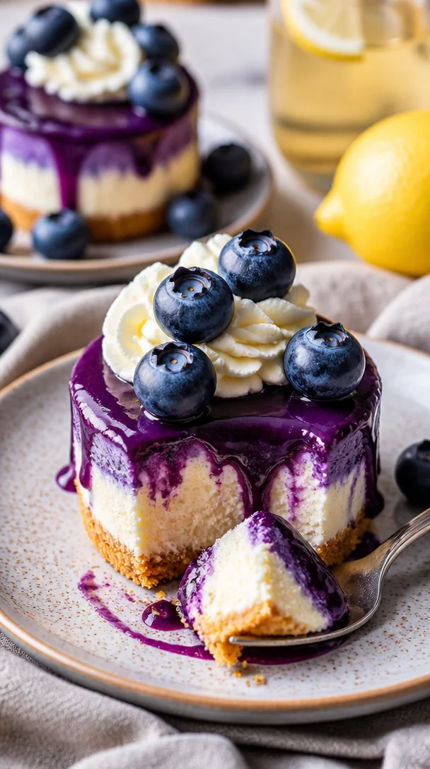 Mini Blaubeer-Käsekuchen mit frischen Heidelbeeren und cremiger Käsefüllung