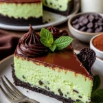 Minziger Schokoladen-Käsekuchen mit frischer Minze und Schokoladengeschmack