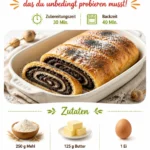 Leckeres Mohnstrudel mit Mohnfüllung frisch gebacken
