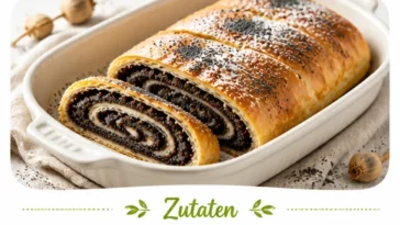 Leckeres Mohnstrudel mit Mohnfüllung frisch gebacken
