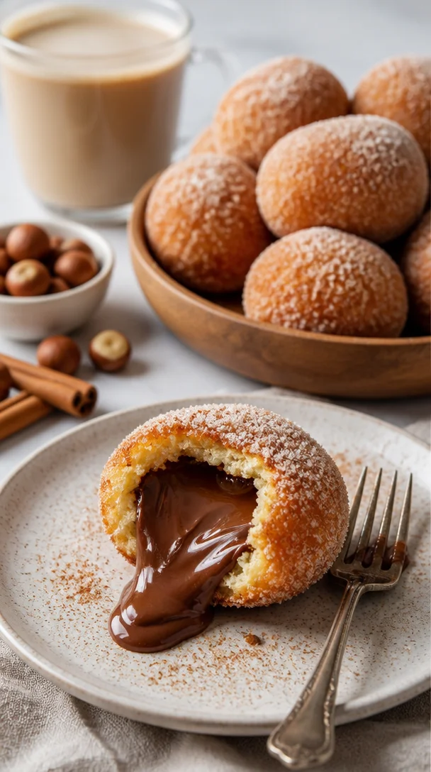 Nutella Zimt Zucker Lava Bissen auf einem Teller serviert