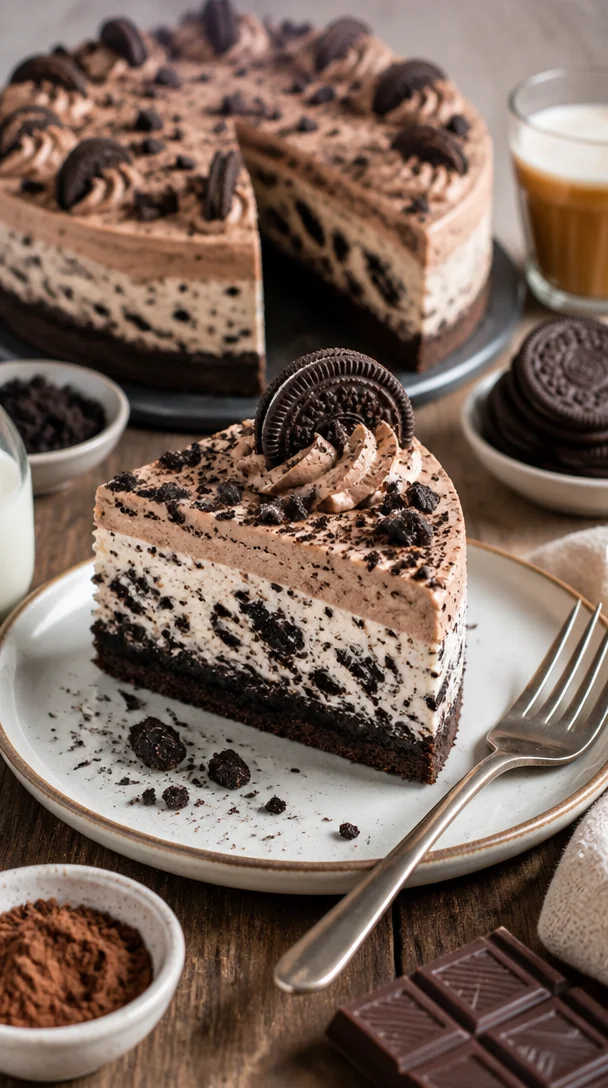 Leckere Oreo-Torte mit Schokoladenkeksen und Cremefüllung