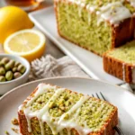 Pistazien-Zitronen Frühstücksbrot auf einem rustikalen Holzbrett