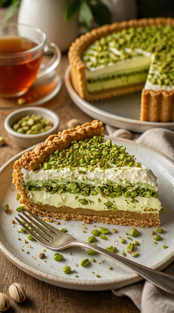 Köstliche Pistaziencreme-Torte mit frischen Pistazien und zartem Biskuit