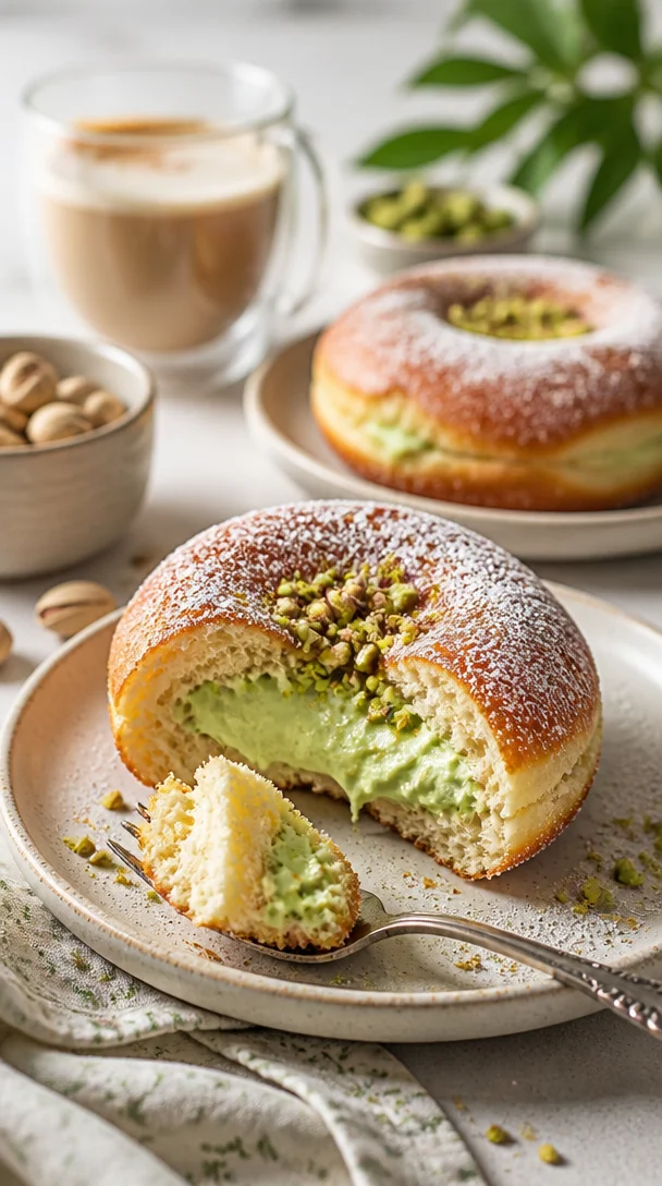 Leckere Pistazienfüllte Donuts mit cremiger Füllung