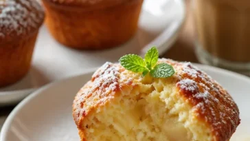 Leckere Quark-Apfel-Muffins frisch gebacken auf einem Tisch