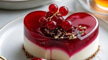 Ruby Mirror-Glazed Vanilla Bean Entremets mit rotem Johannisbeer-Kern