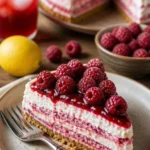 Schnelle Himbeertorte in 3 Minuten mit frischen Himbeeren und Sahne