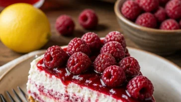 Schnelle Himbeertorte in 3 Minuten mit frischen Himbeeren und Sahne