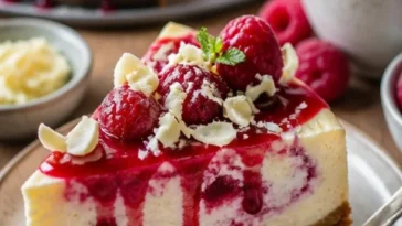 Schokoladen Himbeer Torte mit frischen Himbeeren und Schokoladenglasur