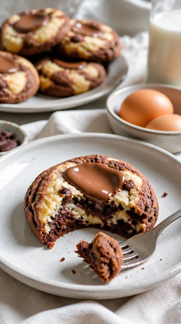 Schokoladen-Marmorkekse auf einem Teller, frisch gebacken und verführerisch