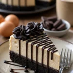 Saftiger Schokoladen-Trüffelkuchen mit Erdnussbutter auf einem Teller