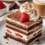 Tiramisu Erdbeer Brownie: Eine köstliche Mischung aus Tiramisu und Brownie mit Erdbeeren.