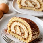 Köstliche Tiramisu Röllchen auf einem Teller, perfekt für Feiern