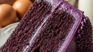 Traumhafte Brombeer-Velvet-Torte mit frischen Brombeeren