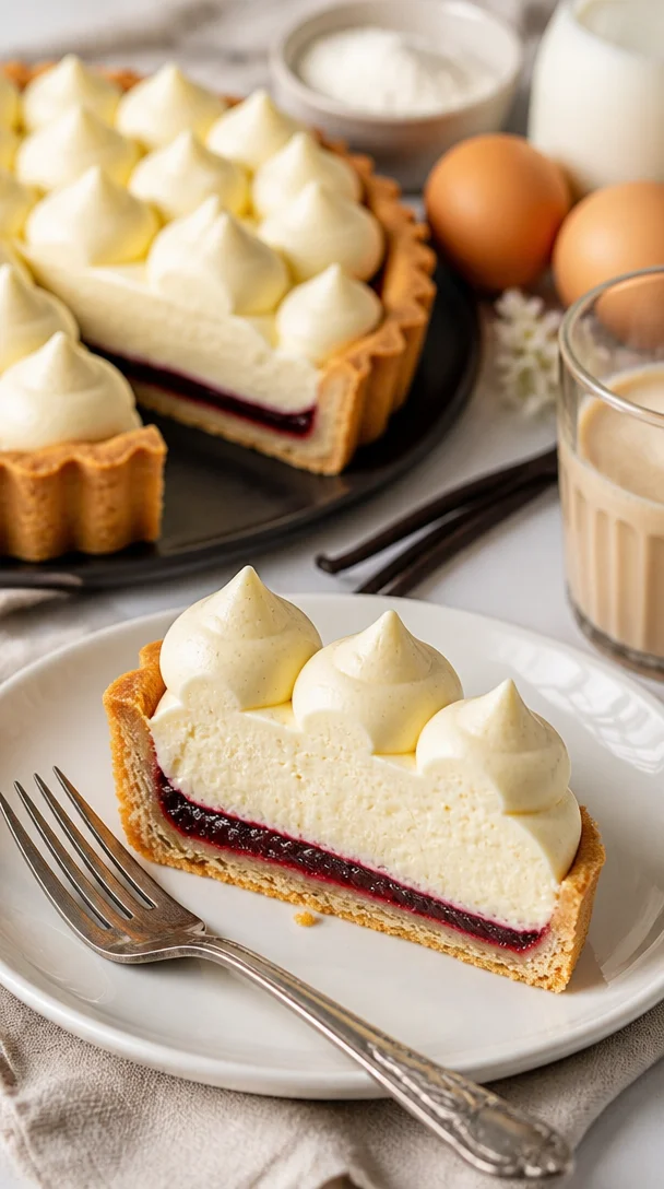 Leckere Vanille-Bohnen-Pastete-Creme-Tarte auf einem Teller